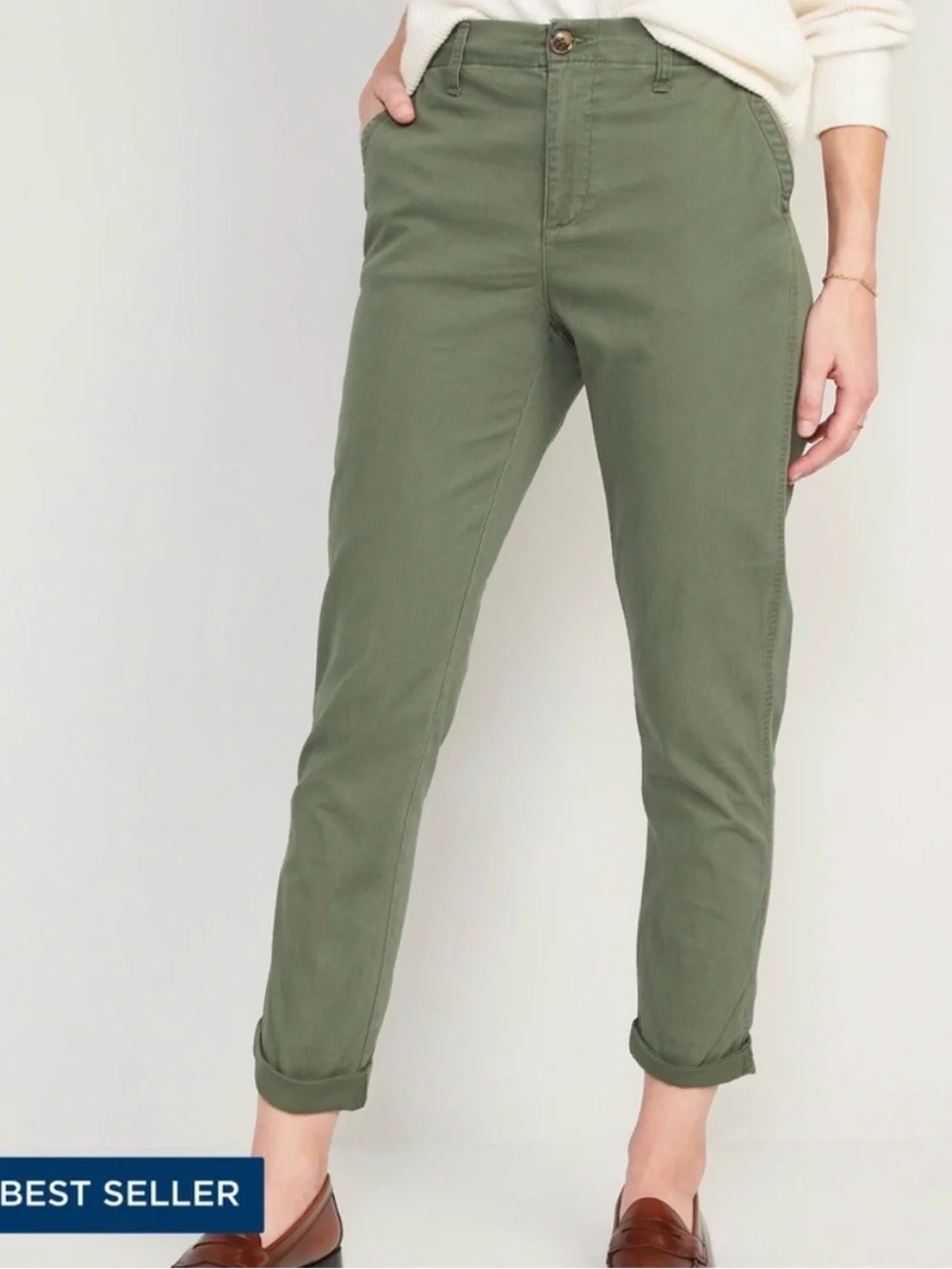 Old Navy High Waist Chino Pants - Olive Green